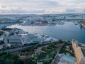 Manoel Island Yacht Marina with towns Gzira and Ta Xbeix at sunset