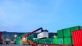 Manokwari, March 16 2023, Container loading and unloading activities at the Manokwari port