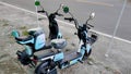 Manokwari, March 29 2023, electric motorbikes on the side of the road are on display in Manokwari City