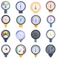 Manometer icons set, cartoon style Royalty Free Stock Photo