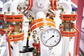 Manometer on oil and gas mixture measuring unit