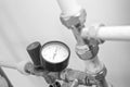 Manometer, pipes and armature Royalty Free Stock Photo