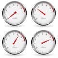 Manometer. Round gauge with metal frame. Different indication