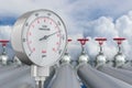 Manometer and row pipelines. Transit resources. 3D illustration