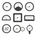 Manometer set, pressure and Temperature gauge set icons. Vector Royalty Free Stock Photo
