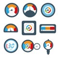 Manometer set, pressure and Temperature gauge set icons. Vector Royalty Free Stock Photo