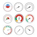 Manometer Temperature Gauge Devices Set. Vector