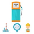 Manometer, worker oilman, fuel refueling, oil factory. Oil industry set collection icons in cartoon style vector symbol