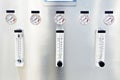 Manometers and flowmeters of water purification station Royalty Free Stock Photo