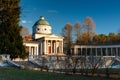 Manor Arkhangelskoe. Temple-tomb Colonnade . Spring in the park.