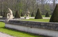 Manor garden with sculptures and trees