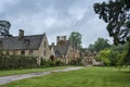 Manor House built in Jacobean period architecture 1630 in guiting yellow stone, in the Cotswold village of Stanway Gloucestershire Royalty Free Stock Photo