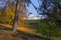 View of the estate in Kachanivka on the background of autumn trees