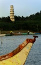 Manora fort tower with small fisher mans harbor. Royalty Free Stock Photo