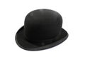 Mans Black Bowler Hat on White Background Royalty Free Stock Photo