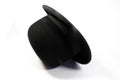 Mans Black Bowler Hat on White Background Royalty Free Stock Photo