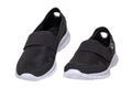 Mans black shoes. Close-up of a pair of black sneakers or sport shoes isolated on a white background. Elegant and trendy mens Royalty Free Stock Photo