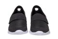 Mans black shoes. Close-up of a pair of black sneakers or sport shoes isolated on a white background. Elegant and trendy mens Royalty Free Stock Photo