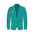 Mans green jacket icon, cartoon style