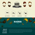 Mans hair set of beards and mustaches vector. Hipster style fashion beards and hair illustration. Peoples Royalty Free Stock Photo