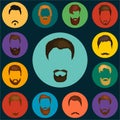 Mans hair set of beards and mustaches vector. Trendy haircut types for barber shop. mans beards design, haircut