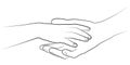 Mans hand holding a childs palm. Vector drawing Royalty Free Stock Photo