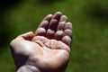 Mans hand open textured background