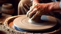 Mans Hands creating pottery