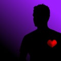 Mans silhouette with heart