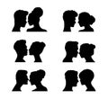 Mans and woman hear silhouettes. Isolated on white. Vector