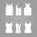 Mans and womans blank outline casual tank top vector mockup Royalty Free Stock Photo