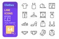 Mans and womans fashion pack of clothes icons set