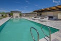 Mansion home outdoor plaza patio and pool Royalty Free Stock Photo