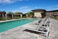 Mansion home outdoor plaza patio and pool