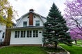 mansion house in american neighborhood. architecture. suburban property. residential or rental house in america. insure Royalty Free Stock Photo