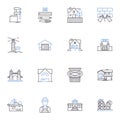 Mansion line icons collection. Palatial, Opulent, Lavish, Grand, Regal, Stately, Majestic vector and linear illustration