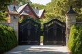 Mansion Open Gate Entrance Vacation Home Royalty Free Stock Photo