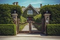 Mansion Open Gate Entrance Vacation Home Royalty Free Stock Photo