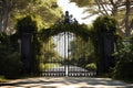 Mansion Open Gate Entrance Vacation Home Royalty Free Stock Photo