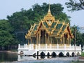 Mansion overlooking a manmade lake Royalty Free Stock Photo