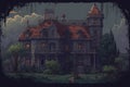 Mansion pixelart villa night. Generate Ai