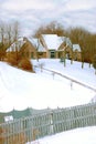 Mansion on a Snow Covered Hillside Royalty Free Stock Photo