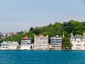 Mansions along the Bosporus Strait in Turkey. Bright summer day. Vibrant colors