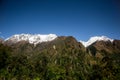 Mansiri Himal range on the Annapurna circuit trek in Nepal. Scenery views of Snow capped peaks of Himalayas Royalty Free Stock Photo