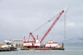 Manson crane on a barge ready for dredging Royalty Free Stock Photo