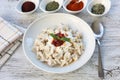 Mant? - Turkish ravioli pasta on wood concept Royalty Free Stock Photo