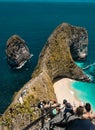 Manta Bay or Kelingking Beach on Nusa Penida Island, Bali, Indonesia. Royalty Free Stock Photo