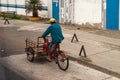 Man on delivery tricycle at Manta, Ecuador