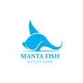 Manta fish or stingray logo design vector vintage illustration skate fish ocean