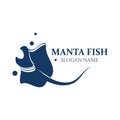 Manta fish or stingray logo design vector vintage illustration skate fish ocean